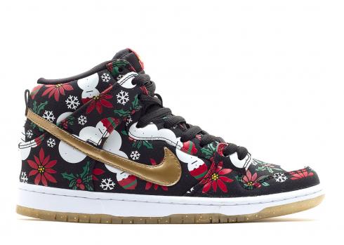 Dunk High SB Premium Concepts Ugly Christmas Sweater Red Black University Gold Metallic 635525-006