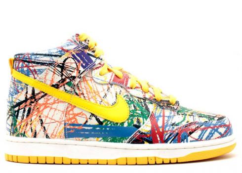 Nike Dunk Hi Premium Qs Gs Scribble Maize White Varsity 728443-100