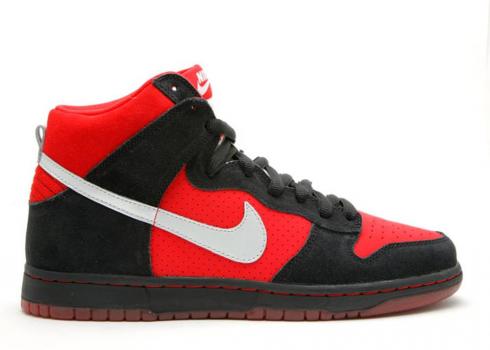 Nike SB Dunk High Pro Metallic Platinum Sport Red 305050-601