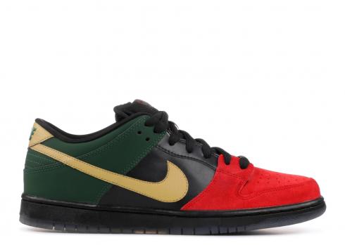 Dunk Low Pro Sb Bhm Gold Greg University Green Red Metallic 304292-673