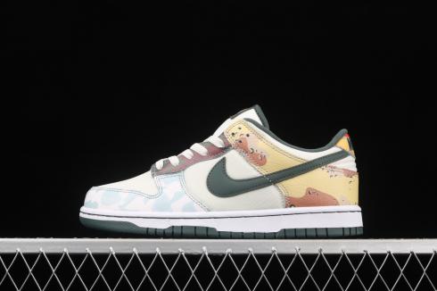 Nike SB Dunk Low Multi Camo Vintage Green Total Orange White DH0957-100