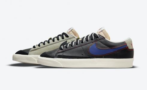 Nike SB Blazer Low 77 Premium Removable Swoosh Black Deep Royal Blue Light Stone DH4370-001