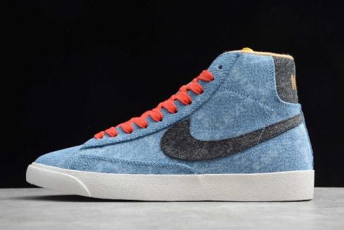 2020 Mens Nike Blazer Mid QS HH Light Blue Black Hook Orange LJ6808 600A