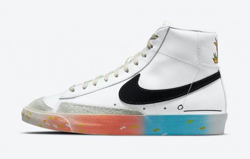 Nike SB Blazer Mid 77 White Black Blue Mulit-Color Shoes DJ4278-101