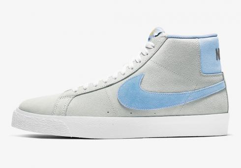 Nike SB Blazer Mid Soft Grey Baby Blue White Shoes 864349-008