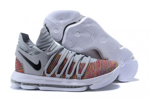 Nike Zoom KD X 10 Men Basketball Shoes Grey Deep Orange Black New