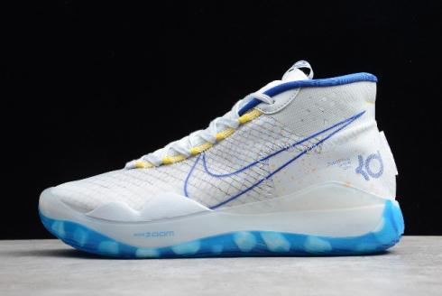 2019 Nike Zoom KD 12 EP Warriors White Gold Blue AR4230 100