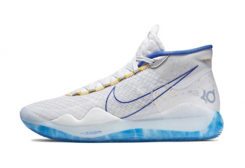 Nike KD 12 Warriors Home White Game Royal Amarillo AR4229-100