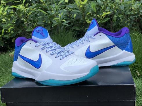 Nike Zoom Kobe 5 Protro Hornets White Blue Purple Shoes CD4991-110