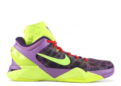 Zoom Kobe 7 Supreme X Christmas Electric Violet Pop Volt Ink Green 488369-500