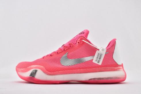 Nike Kobe 10 Think Pink Silver White Mens Basketball Shoes 745334-116