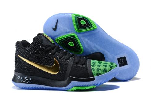 Nike Zoom Kyrie III 3 Men Basketball Shoes Black Green Gold