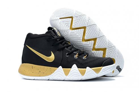 Nike Zoom Kyrie 4 Men Basketball Shoes Black White Gold