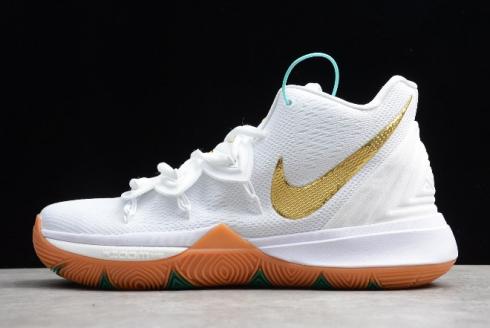 2019 Nike Kyrie 5 White Gum Metallic Gold AO2919 117