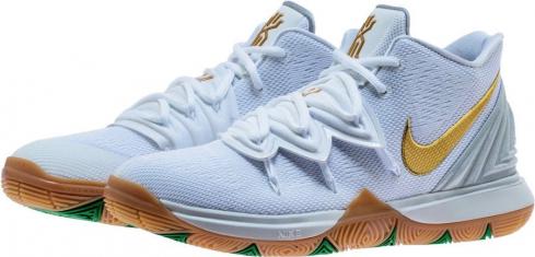 Nike Kyrie 5 GS Irish White Metallic Gold Pure Platinum AQ2456-170