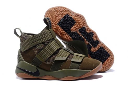 Nike Zoom LeBron Soldier XI 11 Men Basketball Shoes Camo Green Brown 897645