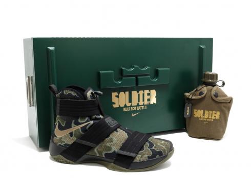 Lebron Soldier 10 Army Camo With Special Packaging Black Green Brown 844378-022
