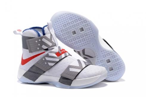 Nike Lebron Soldier 10 EP X Men White Gray Red Basketball Shoes Men