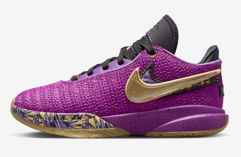 Nike Zoom LeBron 20 GS Vivid Purple Metallic Gold Solar Flare FD0207-500