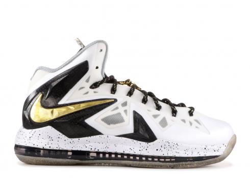 Lebron 10 PS Elite White Black Gold Metallic 579834-100