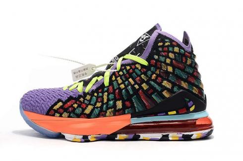 2020 Nike Zoom Lebron XVII 17 Bel Air Black Purple Orange Green Sneakers Shoes BQ3177-999