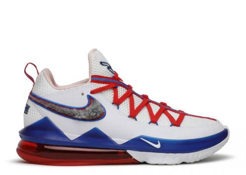 Nike Lebron 17 Low Pre-heat Tune Squad White Royal University Red Game CD5007-100