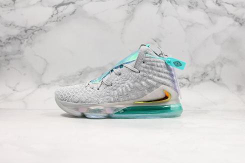 Nike Zoom Lebron 17 Battleknit 2.0 Grey Blue Purple Shoes BQ3177-908