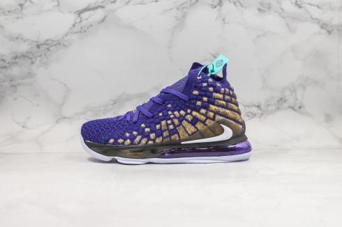 Nike Zoom Lebron 17 Battleknit 2.0 Purple Black Gold Shoes BQ3177-920