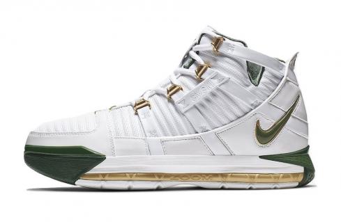 Nike Zoom LeBron 3 QS SVSM Home White Deep Forest Gold Dust AO2434-102