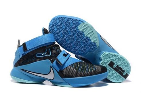 Nike Zoom Soldier 9 IX Black Blue Lagoon White Lebron Basketball 749417-014