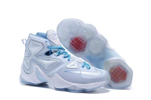 Nike LeBron XIII 13 XMAS Christmas White Blue Ice Limited Men Shoes 816278-144