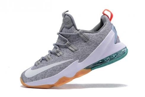 Nike LeBron 13 Low Grey Gum Stealth Grey White Bright Crimson Gum Light Brown 831925 016