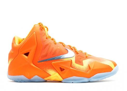 Nike Lebron 11 Gs Forging Iron Armory Urbn Blue Light Laser Orange 621712-800