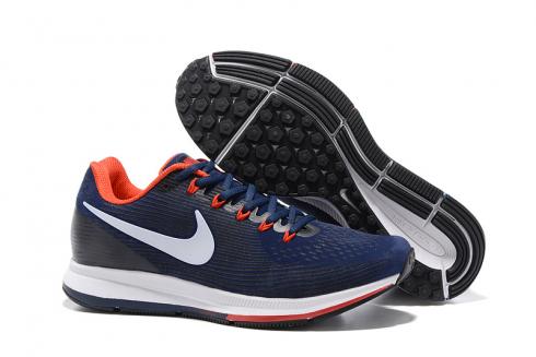 Nike Air Zoom Pegasus 34 Leather Navy Blue Black Red Men Running Shoes Sneakers 831351-002