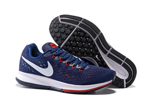 Nike Air Zoom Pegasus 34 EM Men Running Shoes Sneakers Trainers Navy Blue Red 831350-006