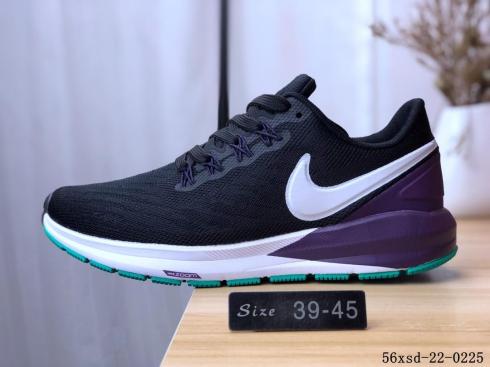 Nike Air Zoom Structure 22 Black Purple White Green Running Shoes