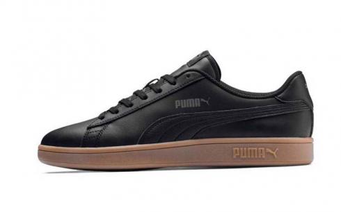 Puma Smash V2 Leather L Sneaker Black Gum Casual Shoes 365215-12