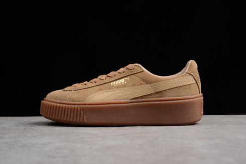 Puma Suede Platform Rihanna Brown Yellow 2 Womens Shoes 363559-003