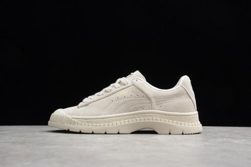 Puma Wmns Utility Suede Pastel Parchment White Womens Lace Up Sneakers 370981-02