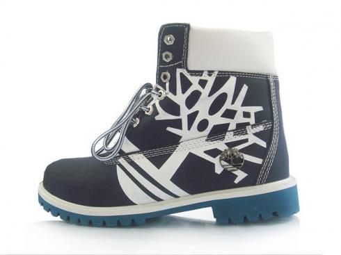 Black White Timberland Custom Boots For Men
