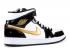 Air Jordan 1 Mid Gg Gold And Gum White Black Metallic 555112-021