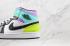 Air Jordan 1 Mid Green Purple White Black Shoes 554724-175
