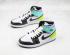 Air Jordan 1 Mid Green Purple White Black Shoes 554724-175