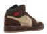 Air Jordan 1 Mid Prem Bg Gs Baroque Brown Khaki Gym Black Red 619049-205