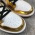 Air Jordan 1 Mid White Metallic Gold Black Basketball Shoes 554727-156