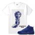 Match Jordan 12 Blue Suede Medusa Decapita White T-shirt