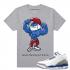 Match Jordan 3 True Blue OG Big Papa Heather Grey T shirt